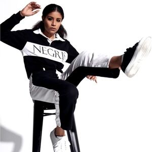 NEGRIS LEBRUM Women’s Large Polo Luxury Designer Logo NEW YORK RUGBY